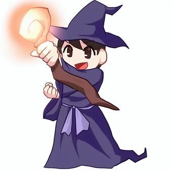 魔法使い＿男性 人物,生活,全身,男性,魔法使い,ローブ,杖,ハロウィン,秋,素材のイラスト素材