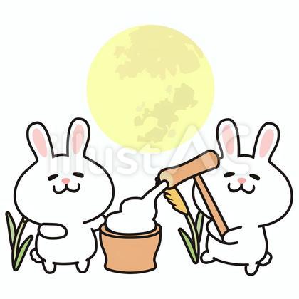 餅つきするウサギ_01