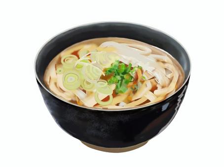 かけうどん(10) かけうどん,すうどん,うどん,食べ物,和食,日本食,ねぎ,単品,手描き,リアルのイラスト素材