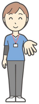  訪問看護師女性-016-全身 ください,笑顔,訪問看護師,看護師,女性,医療,病院,介護,ナース,在宅看護のイラスト素材