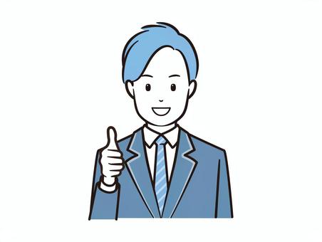 グッドサインの笑顔のブレザー男子学生 学生,高校生,生徒,男子学生,男子,グッド,笑顔,男性,男の子,好感度のイラスト素材