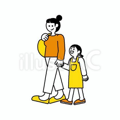 お母さんと出かける子ども