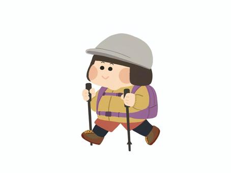 山登りをする女性 登山,山開き,山登り,トレッキング,女性,ウェア,シューズ,アウトドア,帽子,レジャーのイラスト素材
