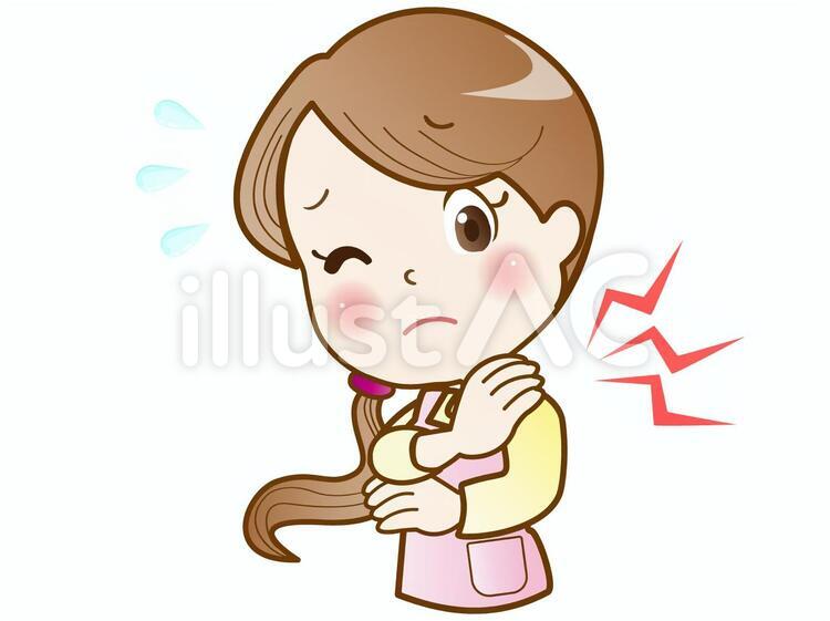 主婦➀(肩こり) 主婦,肩こり,悩みのイラスト素材