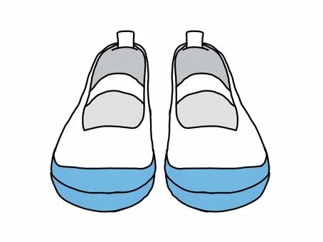 正面から見た学校用上履き うわばき,学校,小学校,中学校,小学生,中学生,学用品,中履き,手書き,シンプルのイラスト素材