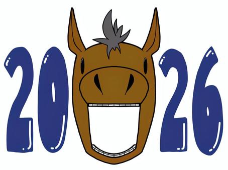 年賀状　2026年 年賀状,2026年,午年,かぶりもの,面白いのイラスト素材