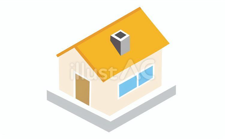 住宅　アイソメトリック2　オレンジ 住宅,家,不動産のイラスト素材