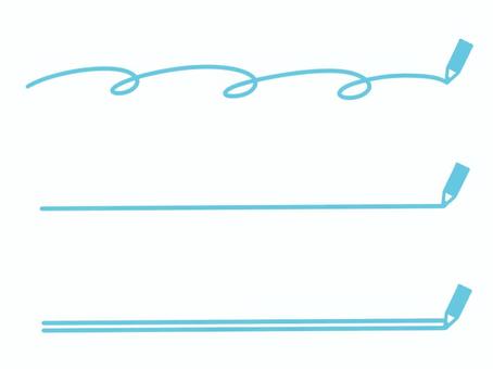 鉛筆で書いたアンダーラインセット～水色～ アンダーライン,二重線,ぐるぐる,下線,装飾,見出し,ライン,タイトル,傍線,強調のイラスト素材