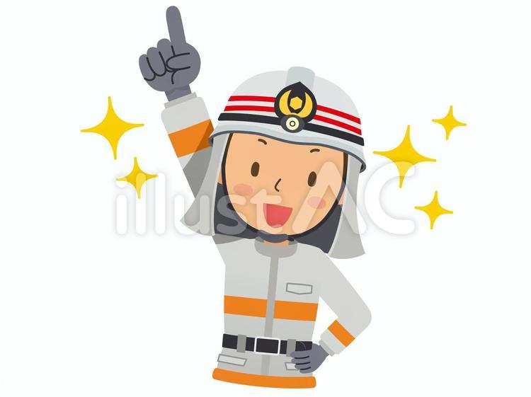 自信満々な消防士（銀の防火衣） 消防士,消防官,防火衣のイラスト素材