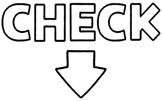 CHECKと矢印（白黒） check,チェック,矢印,袋文字,白黒,注目のイラスト素材