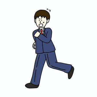 走る男性(スーツ) 男性,人物,シンプル,スーツ,社会人,働く,全身,忙しい,慌てる,走るのイラスト素材