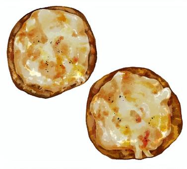 しいたけのチーズ焼き しいたけ,チーズ,胡椒,総菜,食べ物,きのこ,おかず,料理のイラスト素材
