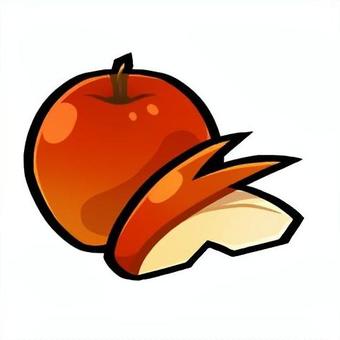 ポップでかわいいりんご りんご,林檎,果物,フルーツ,食材,食品,食べ物,イラスト,手描き風,ポップのイラスト素材