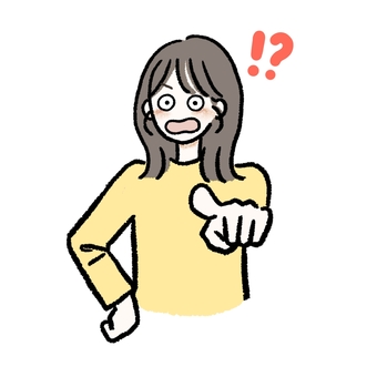 びっくり仰天・目見開く・指差し・女性 びっくり,驚く,発見,指差し,女性,それ,ズバリ,衝撃,驚愕,人差し指のイラスト素材
