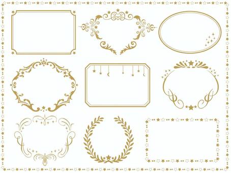 gold star decorative frame border, , JPG and PNG