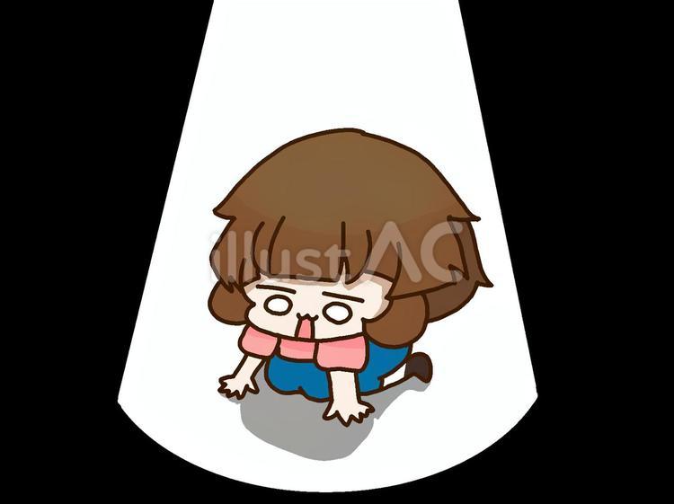 ががーん　ショックを受けて崩れ落ちる がーん,ショック,落ち込むのイラスト素材
