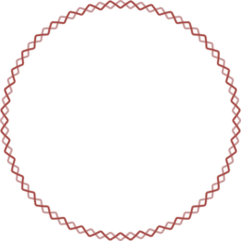 二重波線丸フレーム・くすみ赤 フレーム,飾り,枠,罫,囲み,線,背景,二重,波線,シンプルのイラスト素材