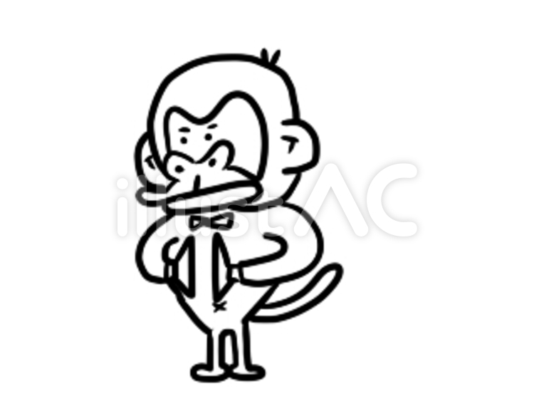 やる気のないお猿 猿顔,お猿,おサルのイラスト素材
