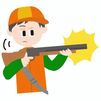 銃を発砲する若い猟師さん 発砲,猟師,狩猟,銃,ハンター,狩り,駆除,若者,人,男の人のイラスト素材