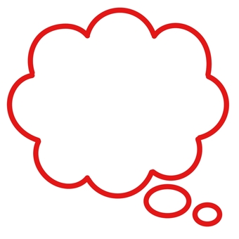 吹き出し　もくもく　白×赤枠 吹き出し,フキダシ,ふきだし,白,縁あり,赤枠,もくもく,考える,コメント,かわいいのイラスト素材