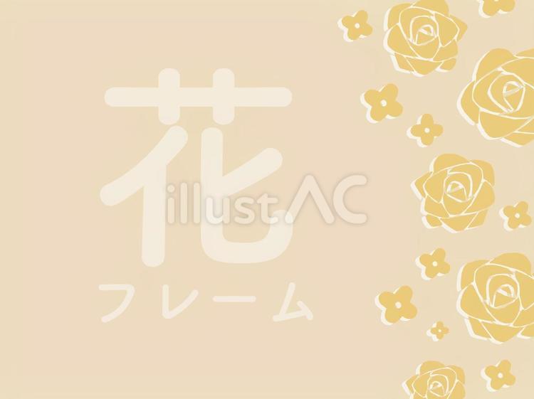 バラ・小花柄の飾り枠　黄色　2 花,フレーム,バラのイラスト素材