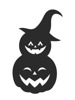 ハロウィン　パンプキンだるま シルエット ハロウィン,パンプキン,シルエット,白黒,モノクロ,だるま,かぼちゃ,帽子,二段,2段のイラスト素材
