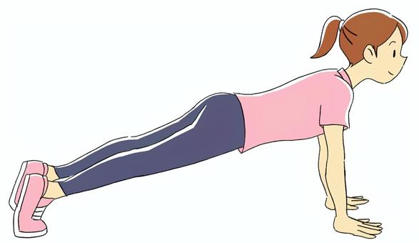 プランク2(女性)ハイプランク プランク,ハイプランク,女性,トレーニング,スポーツ,運動,健康,習慣,ダイエット,体力づくりのイラスト素材