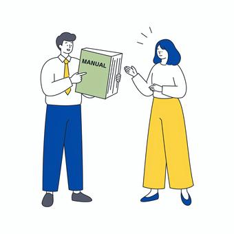 マニュアルを説明するビジネスマン マニュアルを説明するビジネスマン 人物,男女,ビジネス,説明,指導,教育,研修,マニュアル,学習,指示のイラスト素材