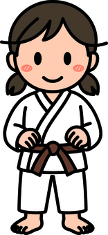 茶色帯の柔道・空手の女の子です。 柔道,空手,シンプル,道着,武道,格闘技,道場,スポーツ,日本,文化のイラスト素材