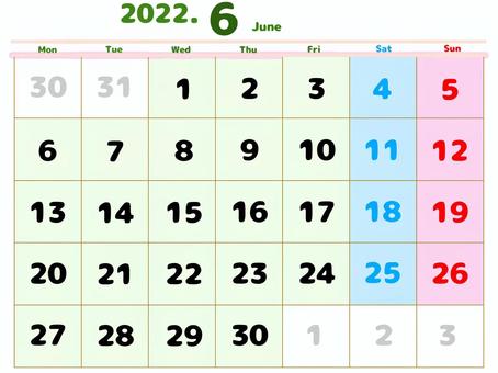 2022 年 6 月日曆, 日历, 6月, 2022年, JPG, PNG 和 AI