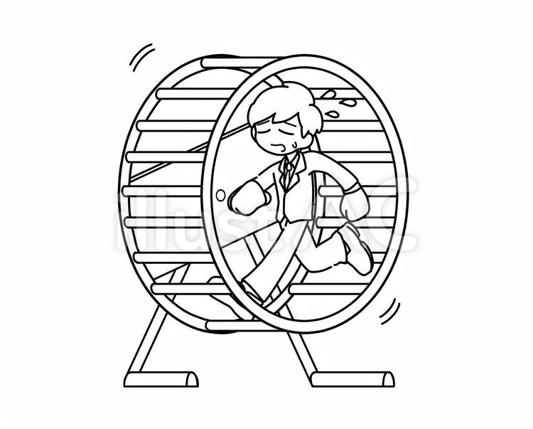 手描き風：ラットレース② ラットレース,回し車,男性のイラスト素材