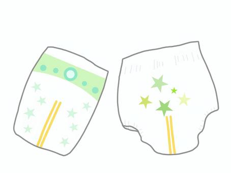 テープタイプとパンツタイプのオムツ オムツ,テープ,パンツ,育児用品,新生児,乳児,幼児,衛生用品のイラスト素材