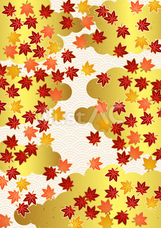 Autumn25155 楓,雲,紅葉のイラスト素材