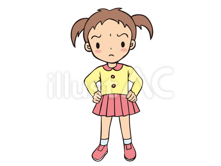 怒る 怒る,けんか,女の子のイラスト素材