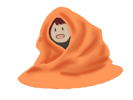 毛布 毛布,人物,布団,オレンジ色,冬,防寒,寝具,睡眠,保温,暖かいのイラスト素材