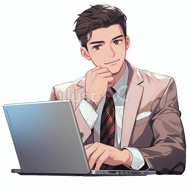 仕事をするビジネスマン 人物,男性,イケメンのイラスト素材
