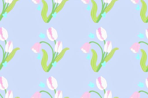 ブルー地のやさしい春色チューリップ柄 チューリップ,花柄,春,パステルブルー,北欧風,かわいい,ナチュラル,シームレス,背景,花びらのイラスト素材
