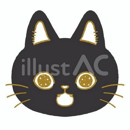 目をキラキラさせるネコの表情のアイコン