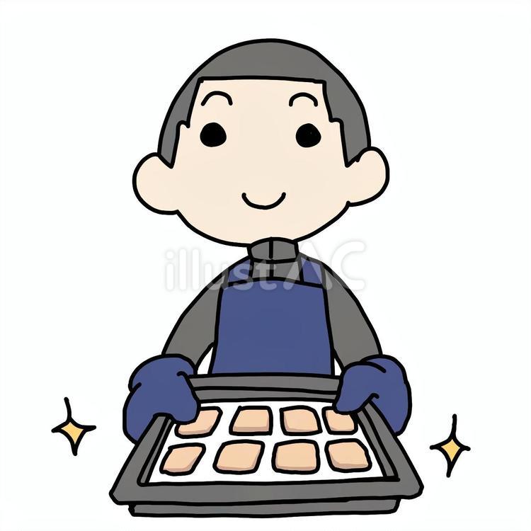上手にクッキーを焼く少年 少年,クッキー,焼くのイラスト素材