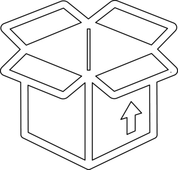 ピクトグラムの白の段ボール箱です。 ピクトグラム,段ボール,箱,シンプル,梱包,荷物,配送,引っ越し,紙,収納のイラスト素材