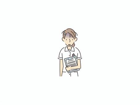 ドン引きする女性看護師 看護師,戸惑い,困惑,引く,拒絶,ショック,カラー,女性,病院,治療のイラスト素材