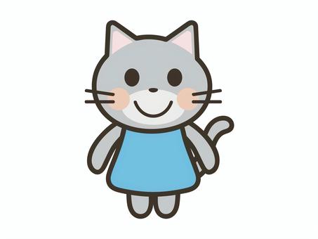 笑顔のかわいい猫のキャラクター 猫,かわいい,笑顔,動物,キャラクター,シンプル,全身,ポップ,コミカル,子どものイラスト素材