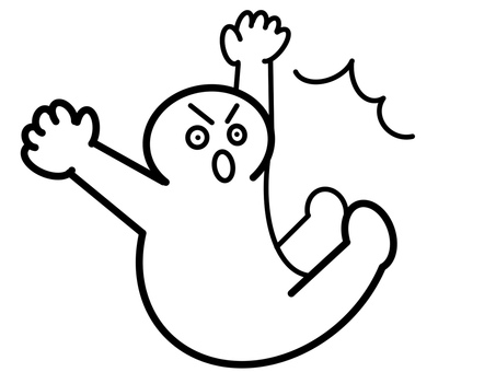 めっちゃビックリしている棒人間 棒人間,人物,人,人間,people,シンプル,ゆるい,白黒,モノクロ,線画のイラスト素材