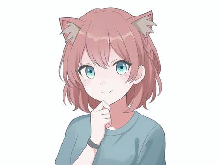 ボブの女の子(猫耳) ボブの女の子(猫耳) キャラクター,女の子,可愛い,人物,少女,女性,アイコン,美人,sns,猫耳のイラスト素材