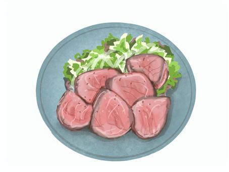 ローストビーフ ローストビーフ,肉料理,牛肉,ディナー,リアル,手描きのイラスト素材