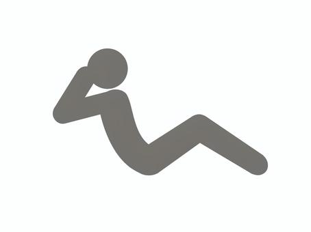 筋トレ：腹筋運動で体を鍛える人（灰色） 人,人物,全身,ピクトグラム,筋トレ,腹筋,腹筋運動,シットアップ,シックスパック,トレーニングのイラスト素材