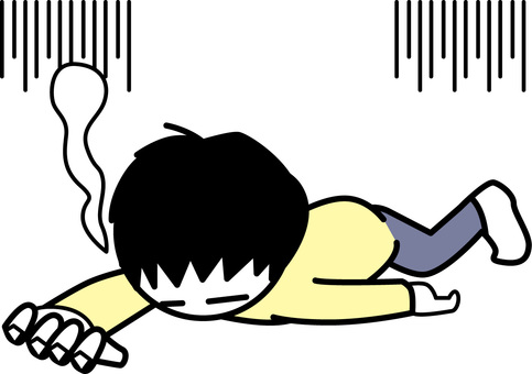 力尽きる男性 力尽きる,倒れる,ぐったり,疲労,手,伸ばす,デフォルメ,男性のイラスト素材