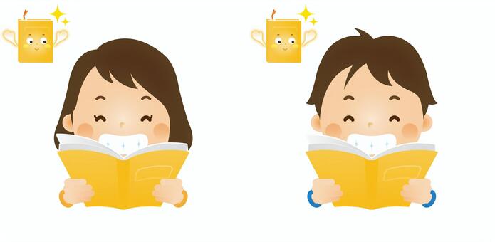 本を読む子ども7 本,図鑑,読書,図書館,本屋,学習,子ども,人物,男の子,女の子のイラスト素材