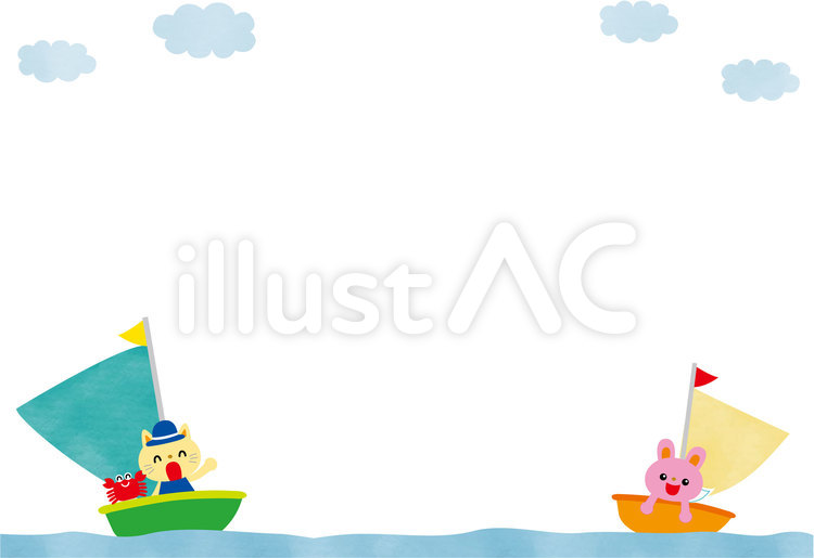 海とヨットのフレーム 海,ヨット,フレームのイラスト素材