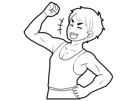 【白黒】元気なマッチョ兄さん【線画】